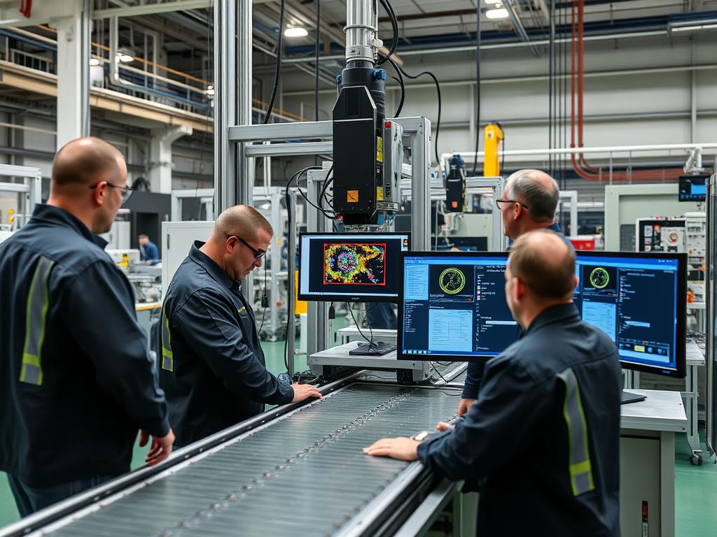 Engineers implementing an Automated Visual Inspection system Engineers implementing an Automated Visual Inspection system