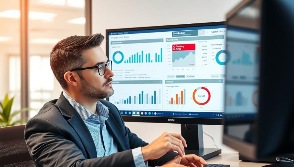 Finansanalytiker gjennomgår data fra Oracle om kostnadsoptimalisering i AWS