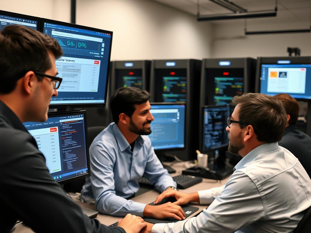 IT disaster recovery testing exercise with technical team monitoring systems