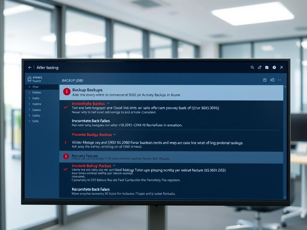 Backup-system som viser feilede backup-jobber i Azure