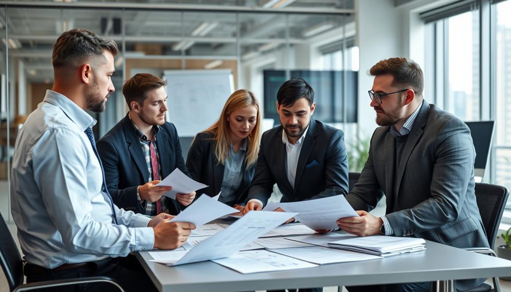 Cybersecurity team collaborating on security strategy