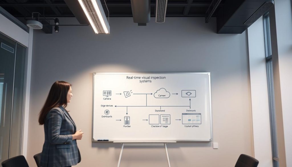 Data flow diagram showing how real-time monitoring solutions for visual inspections process information
