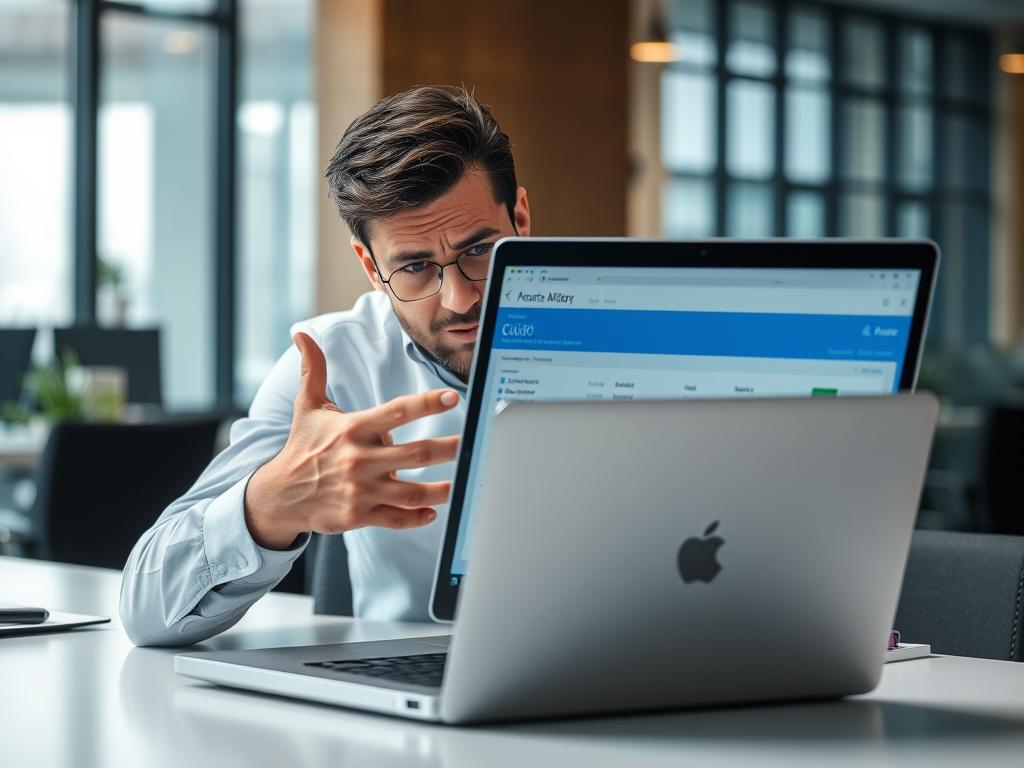 Forretningsperson som ser frustrert ut over komplekse Azure-kostnader