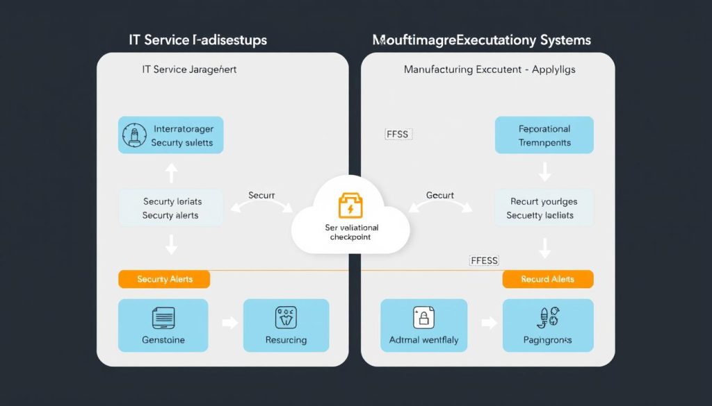 Integrated security workflow between IT systems and manufacturing execution systems Integrated security workflow between IT systems and manufacturing execution systems