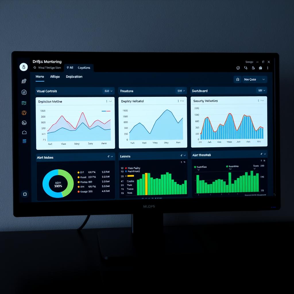 MLOps dashboard showing drift monitoring for visual inspection AI models MLOps dashboard showing drift monitoring for visual inspection AI models