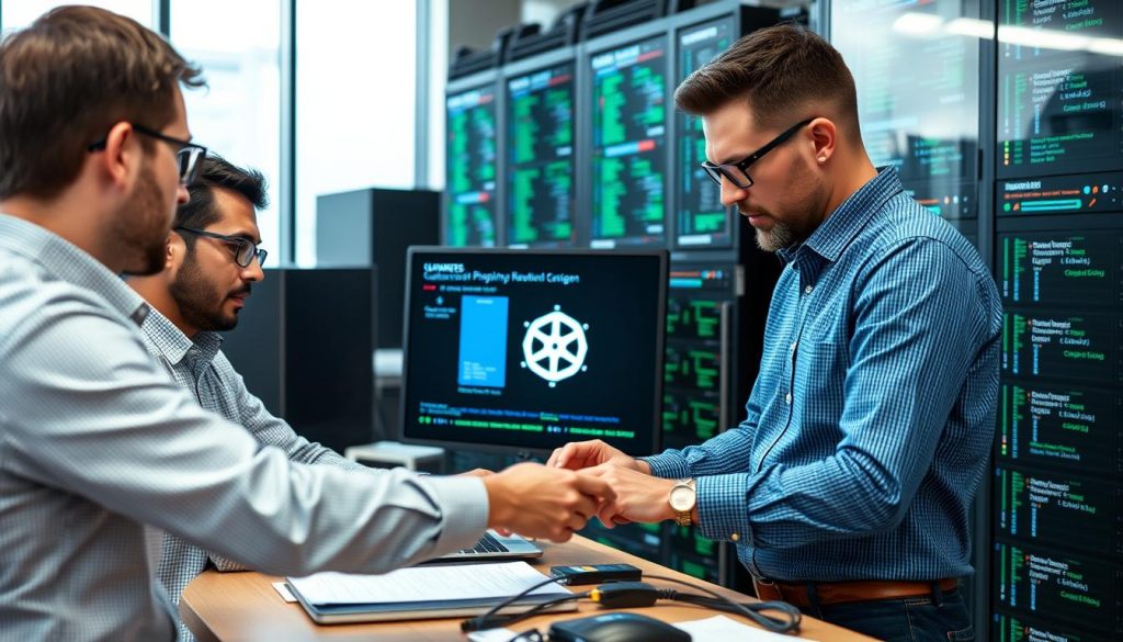 Nätverksspecialister som arbetar med Kubernetes-nätverkskonfiguration