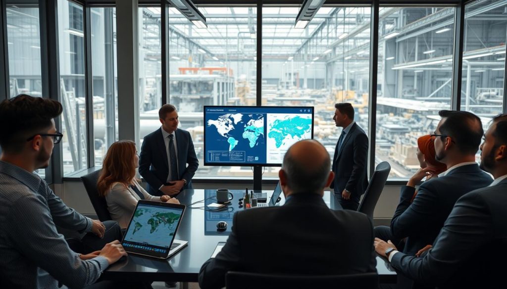 Operations and security leaders in an office review a risk plan for cyber security companies in Pune Operations and security leaders in an office review a risk plan for cyber security companies in Pune