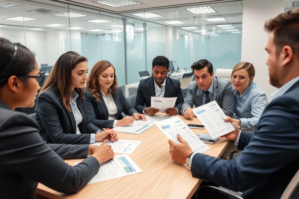 Quality control team reviewing real-time monitoring solutions for visual inspections results