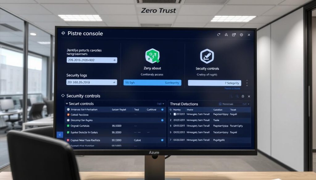 Sikkerhetskonsoll som viser implementering av Zero Trust i Azure-miljø Sikkerhetskonsoll som viser implementering av Zero Trust i Azure-miljø