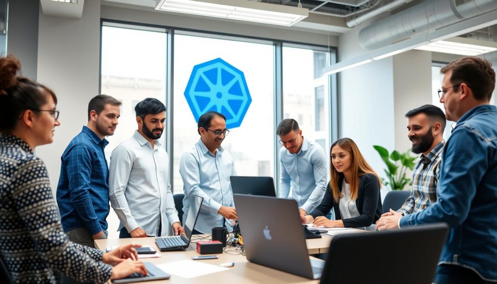 Team som arbetar med GitOps i Kubernetes-miljö