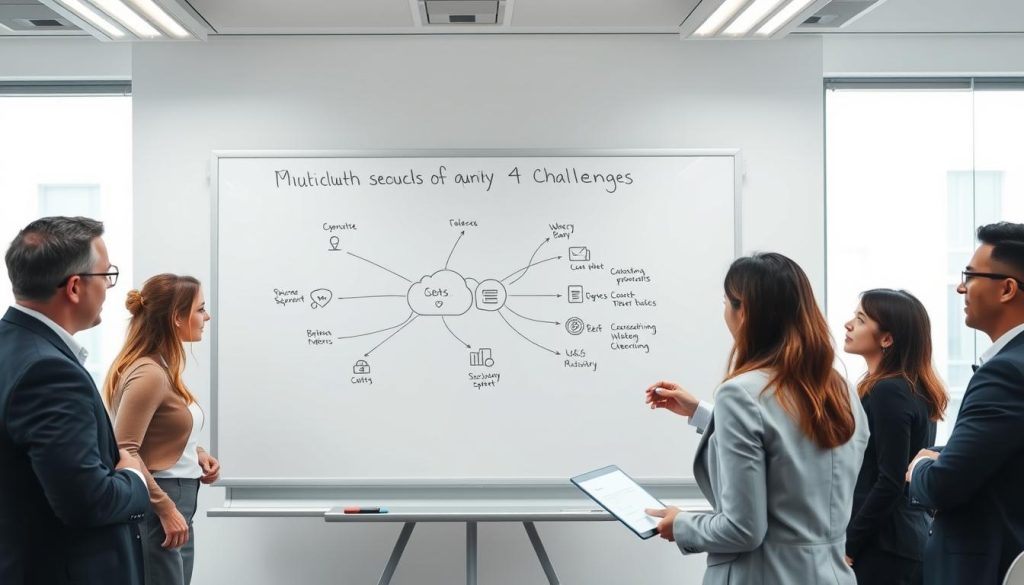 Visualization of multi-cloud security solutions evaluation challenges in an office setting