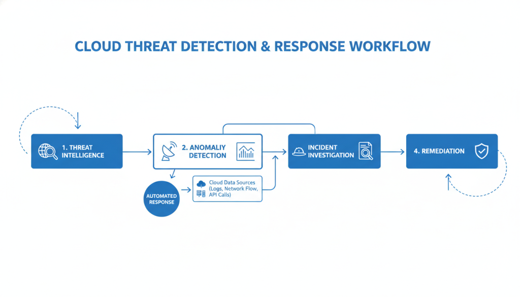 Cloud threat detection and response workflow diagram for cloud security provider selection