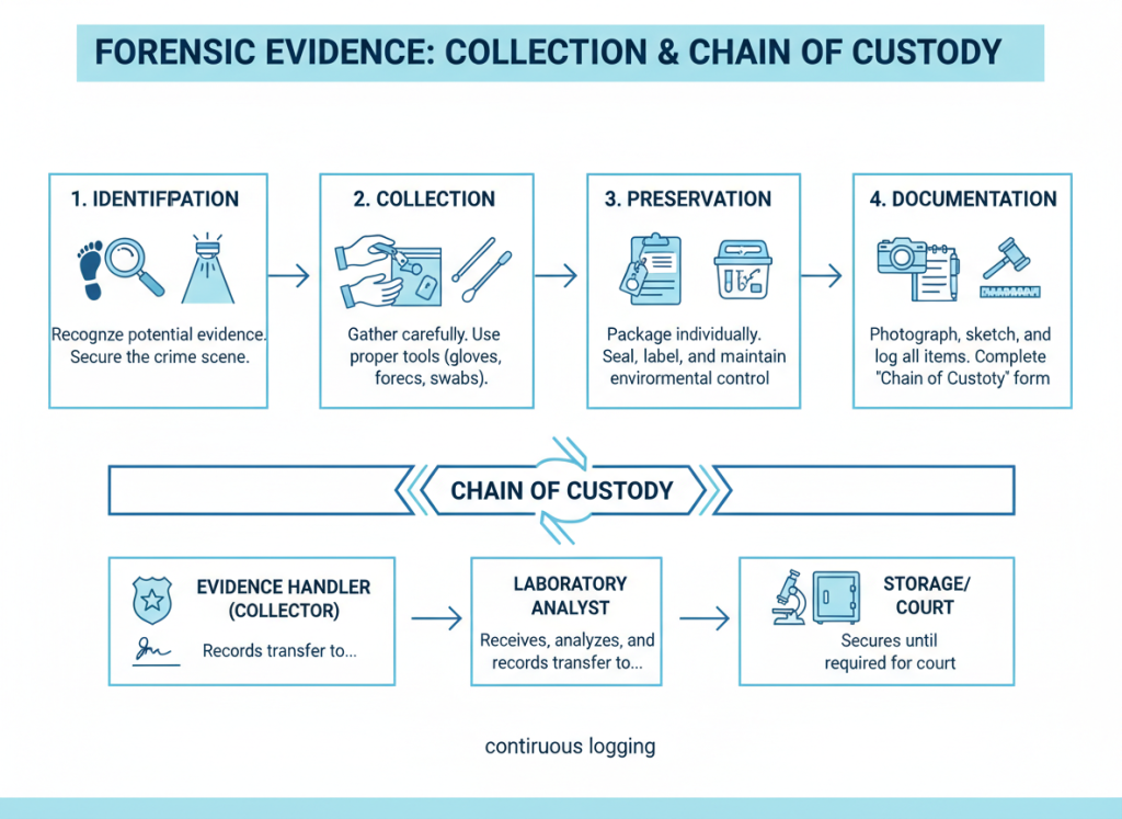 Forensic evidence collection and chain of custody process