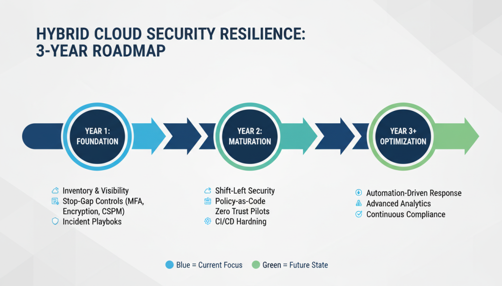 Multi-year roadmap for hybrid cloud security resilience