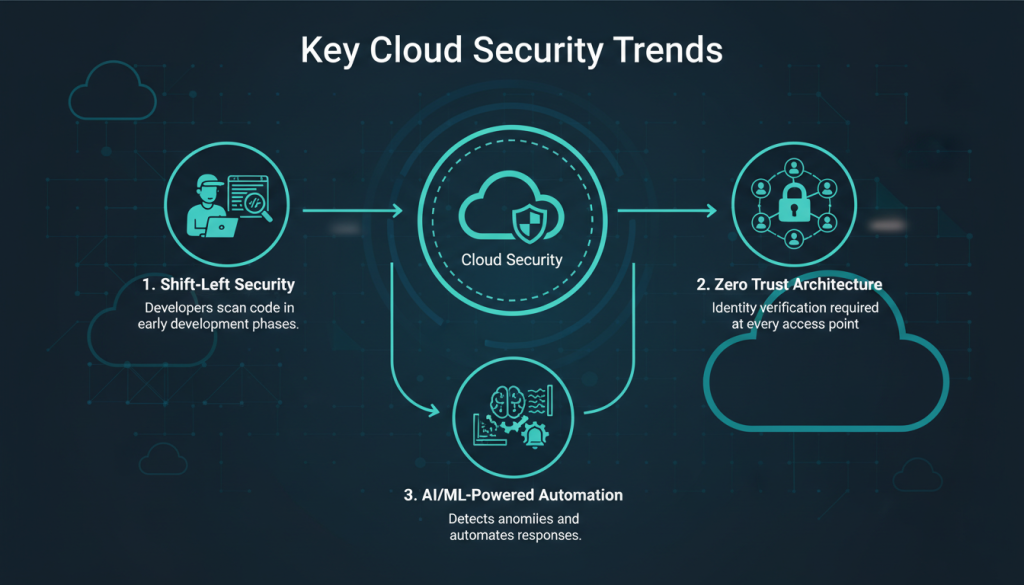 Visualization of key cloud security trends for hybrid environments