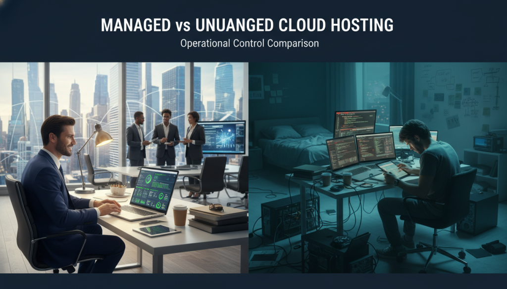 managed vs unmanaged hosting operational control comparison