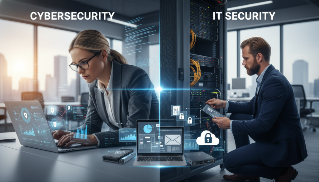 skillnader cyberskydd och IT-säkerhet omfattning